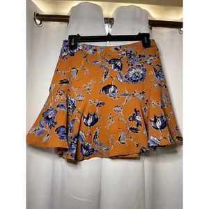 Burnt Orange Floral Mini Skirt